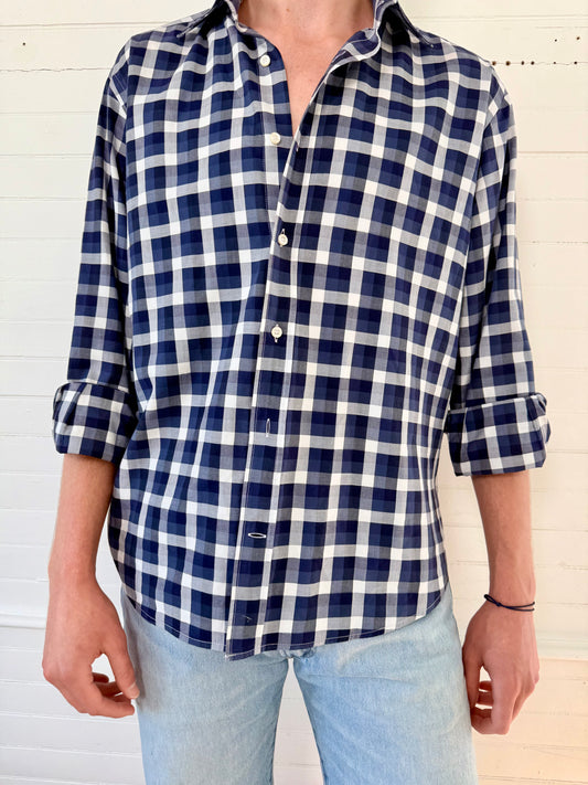 Pre-Loved Etro Navy Blue Plaid Shirt