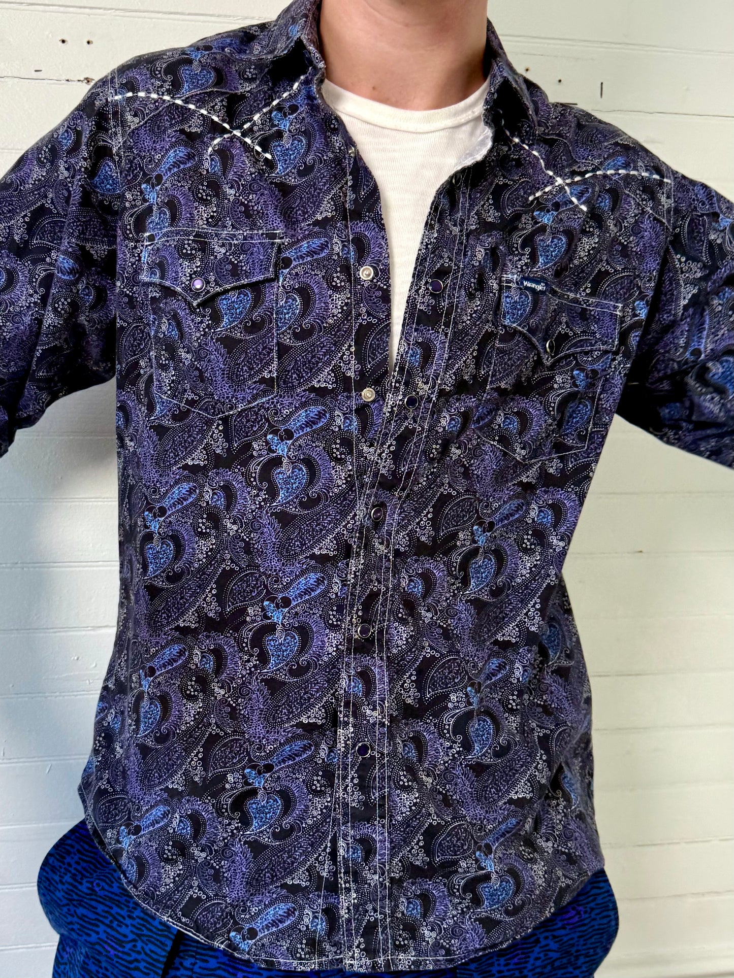 Vintage Y2K Wrangler Purple Paisley Western Top