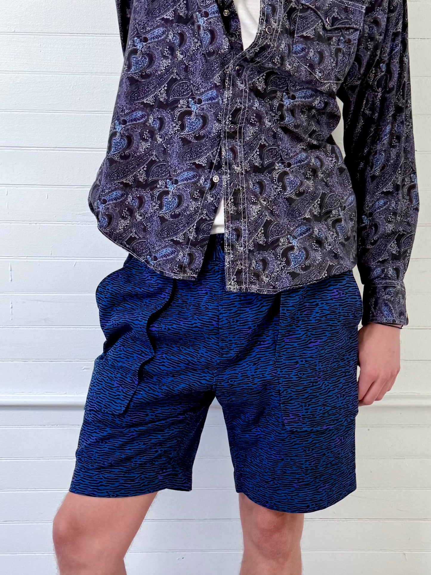 Vintage Kenzo Zebra Print Blue Shorts