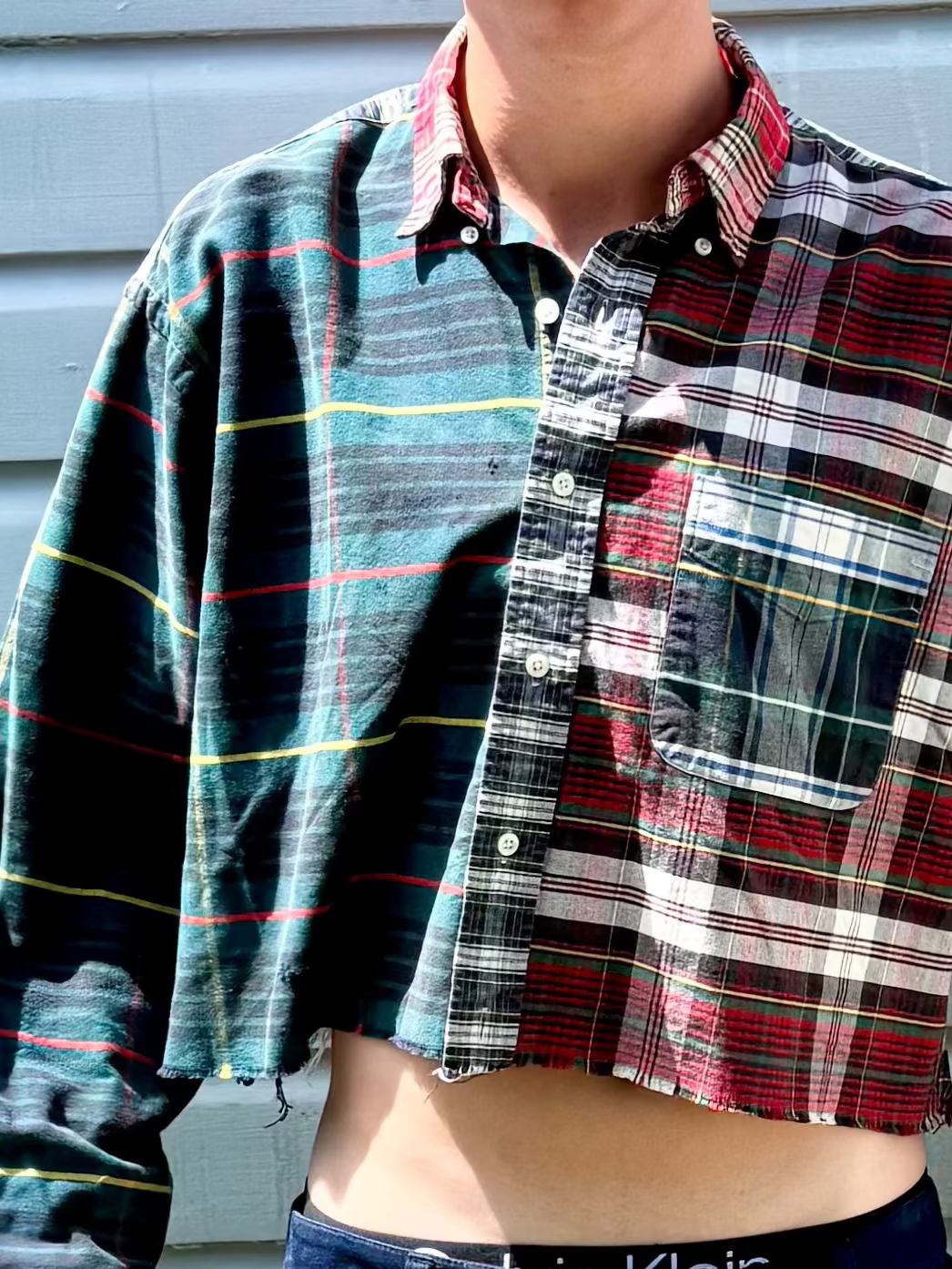 Vintage Ralph Lauren Cropped Plaid Button-Up Top