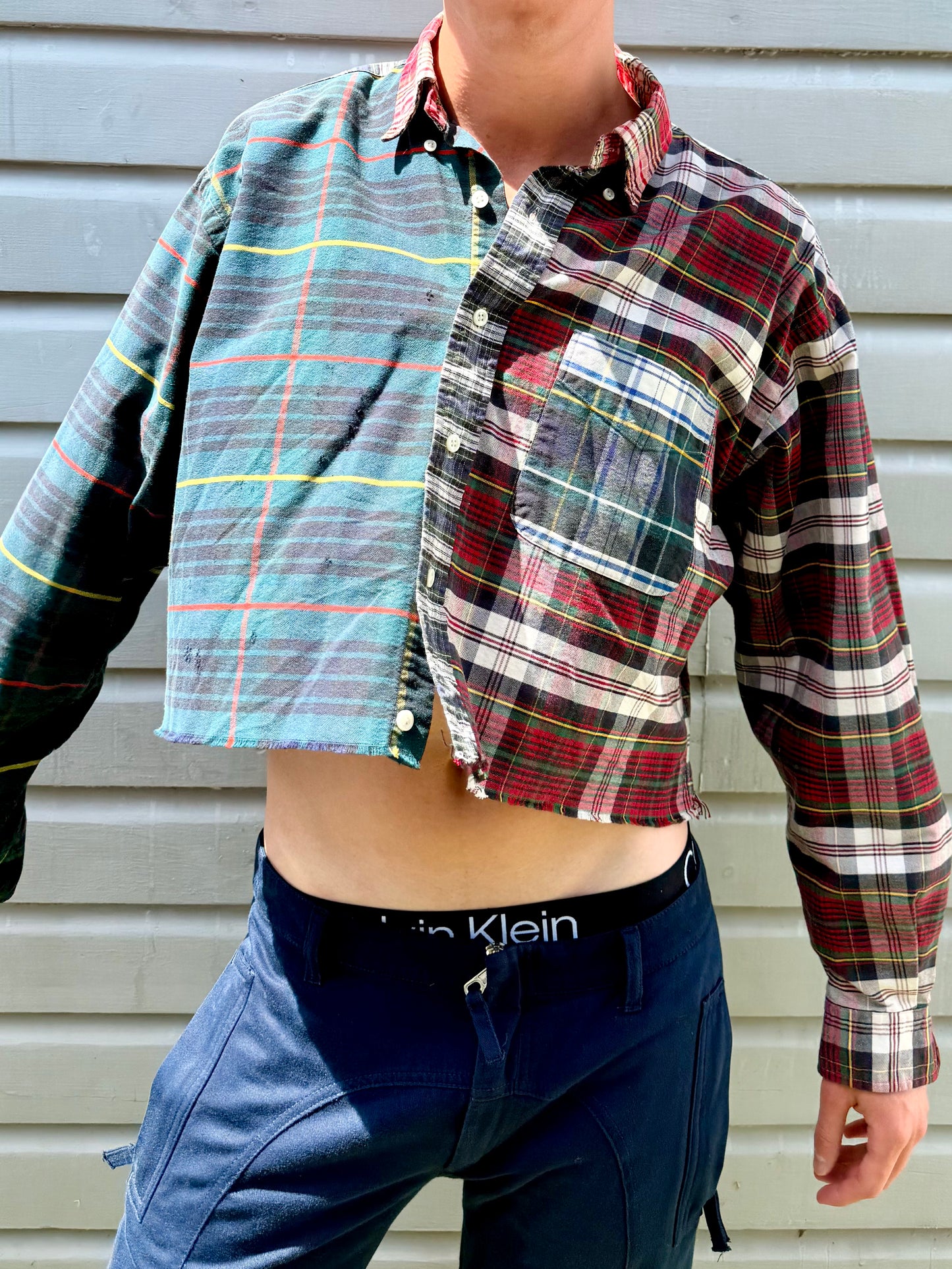 Vintage Ralph Lauren Cropped Plaid Button-Up Top