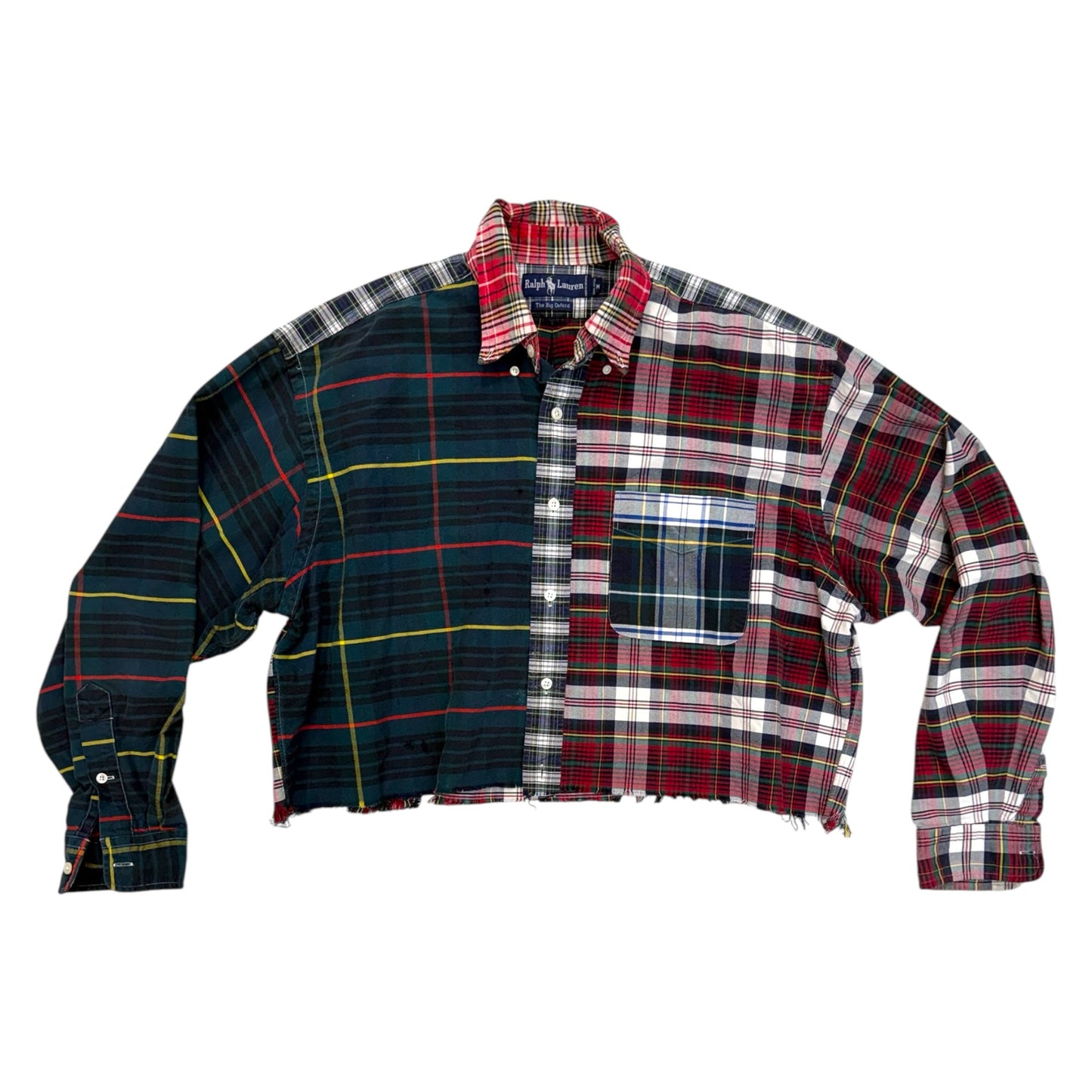 Vintage Ralph Lauren Cropped Plaid Button-Up Top