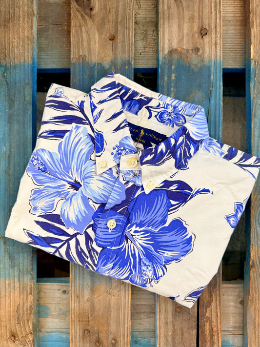 Pre-Loved Ralph Lauren Blue and White Hawaiian Shirt