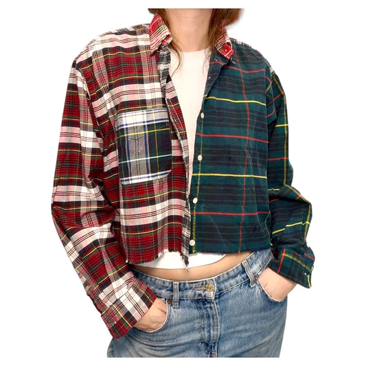 Vintage Ralph Lauren Cropped Plaid Button-Up Top