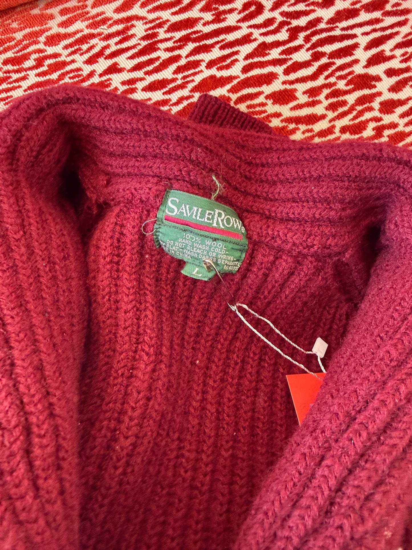 Vintage Saville Row Burgundy Wool Sweater