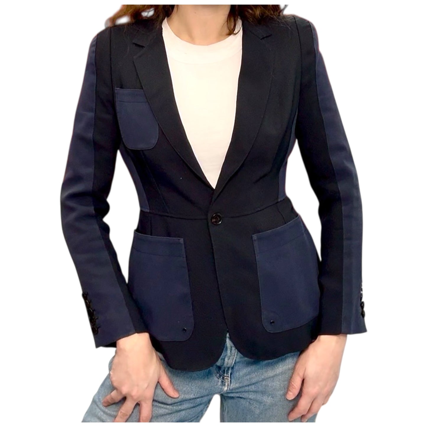 Pre-Loved Burberry Navy and Black Blazer