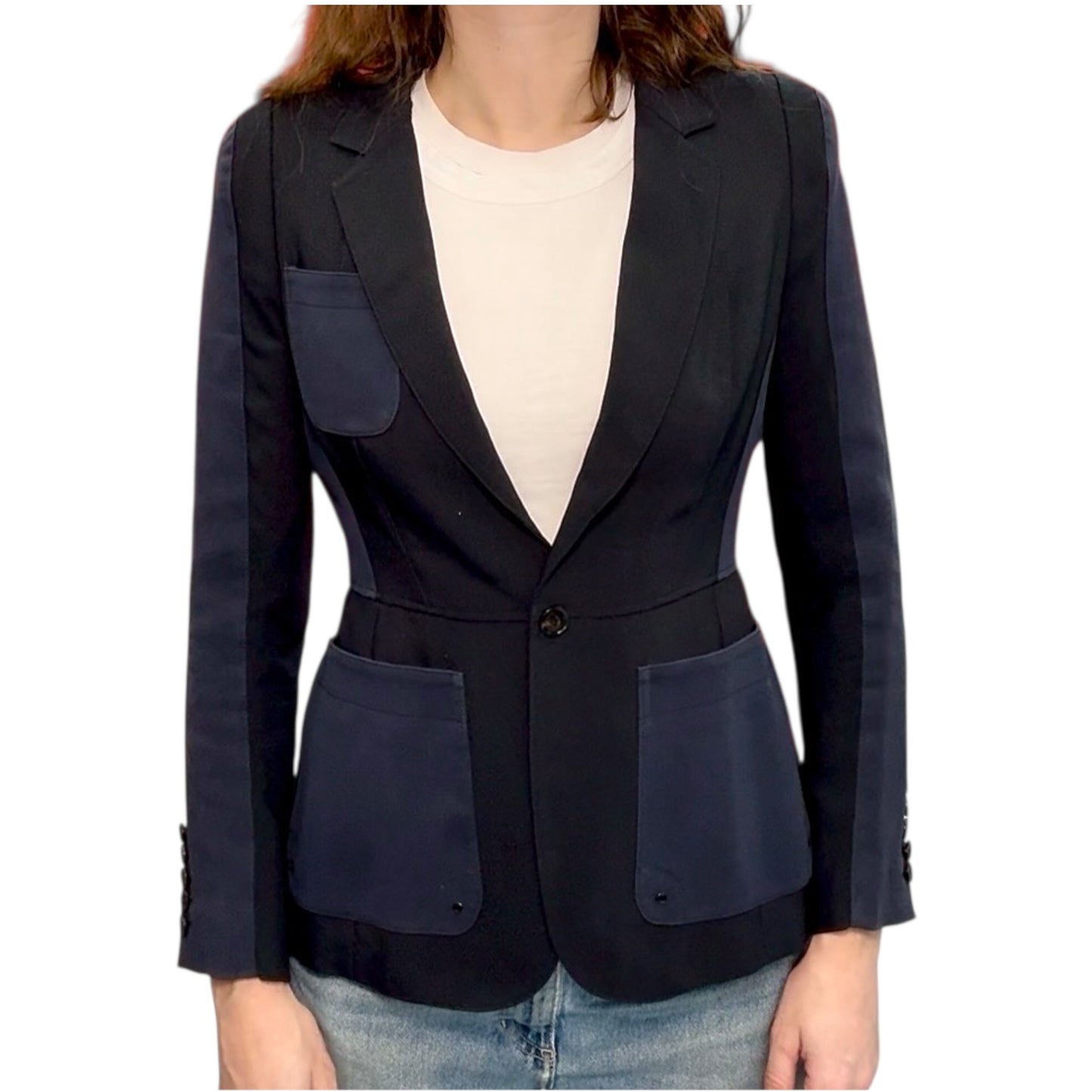 Pre-Loved Burberry Navy and Black Blazer
