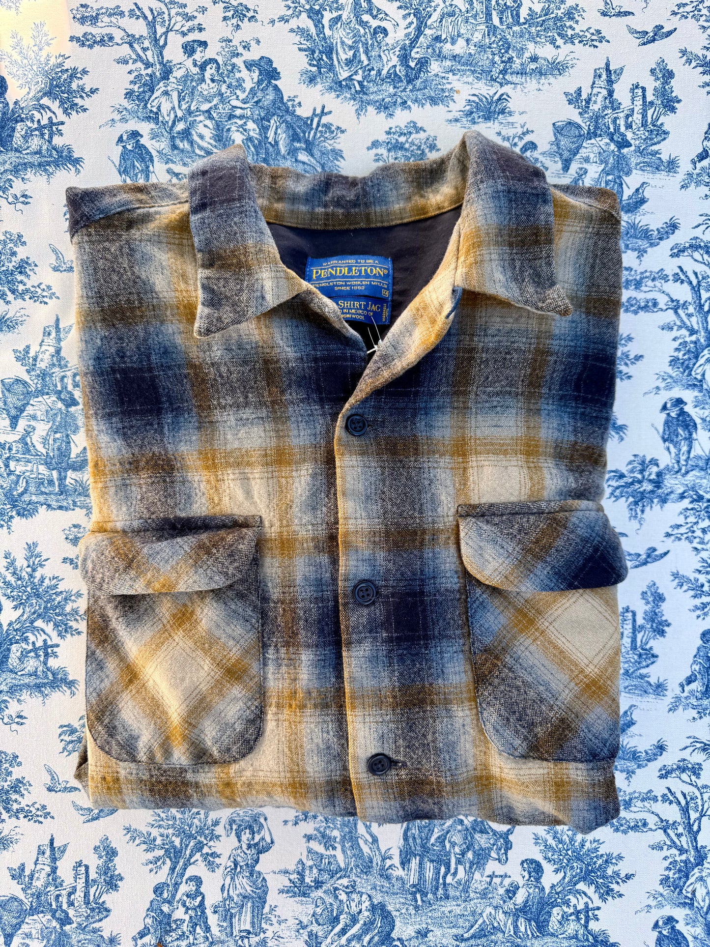 Vintage Pendleton Green and Blue Plaid Wool Shirt