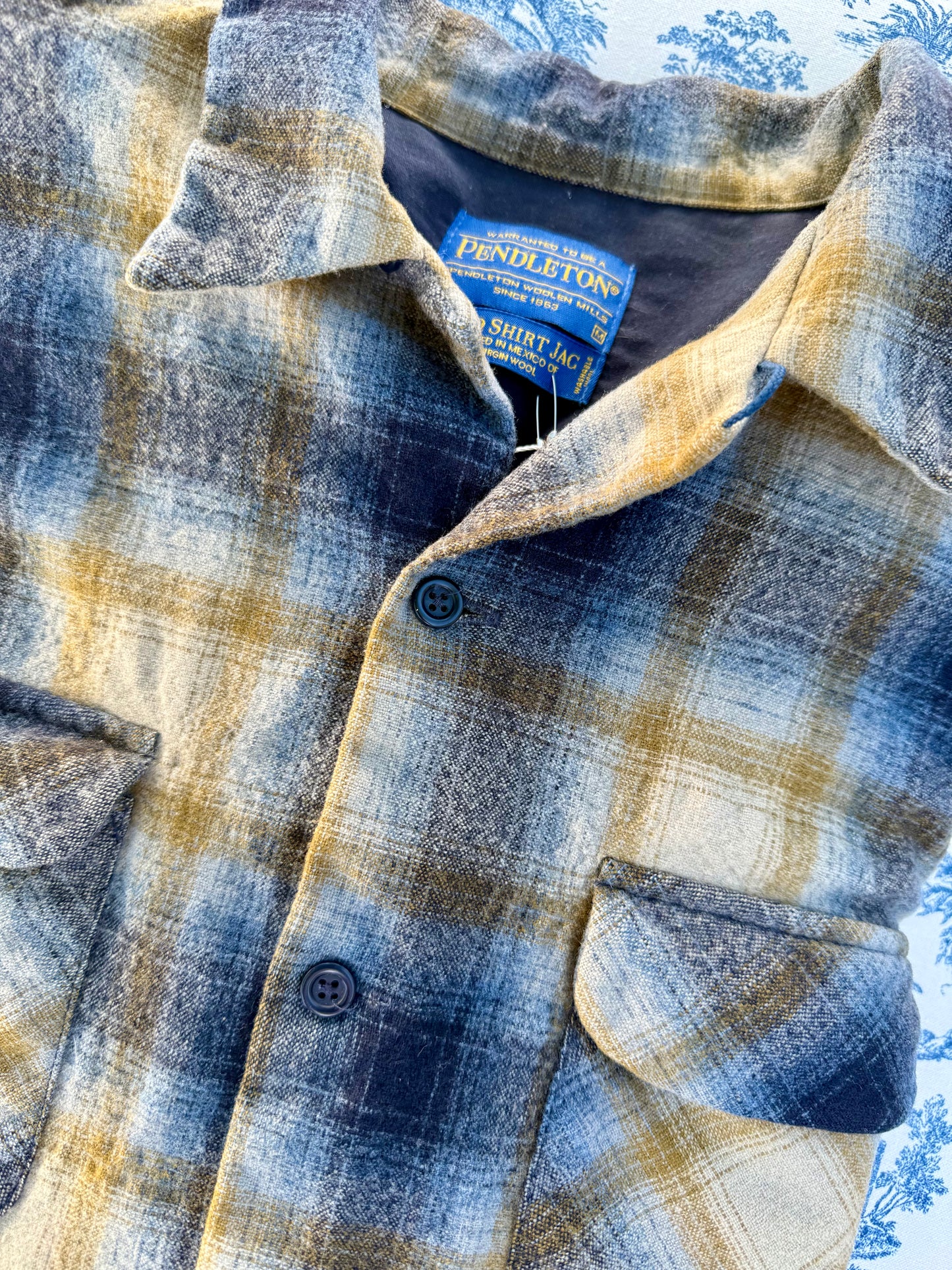 Vintage Pendleton Green and Blue Plaid Wool Shirt