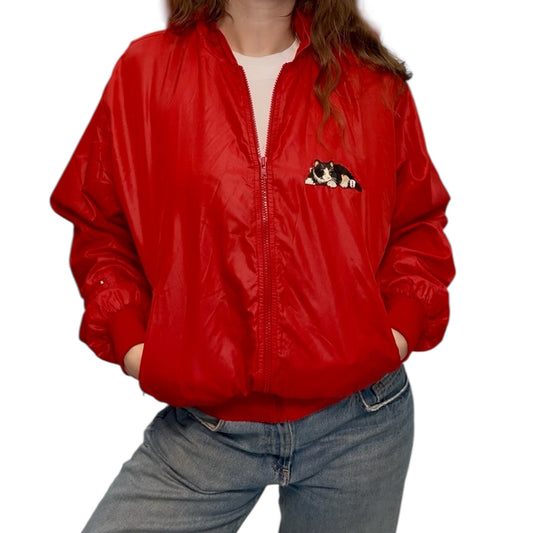 Pre-Loved Red Raincoat with Kitty Patch