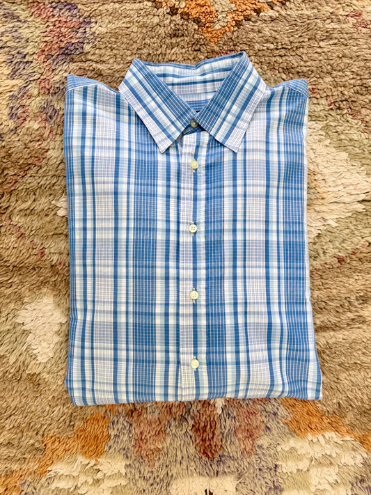 Vintage Etro Light Blue Plaid Shirt