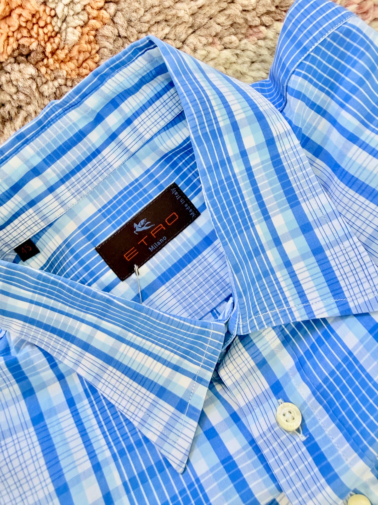 Vintage Etro Light Blue Plaid Shirt