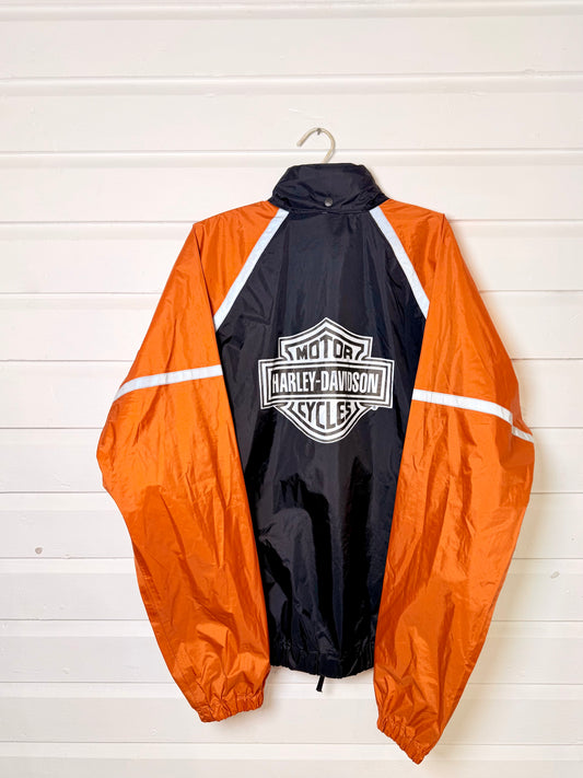 Vintage Harley Davidson Black and Orange Windbreaker