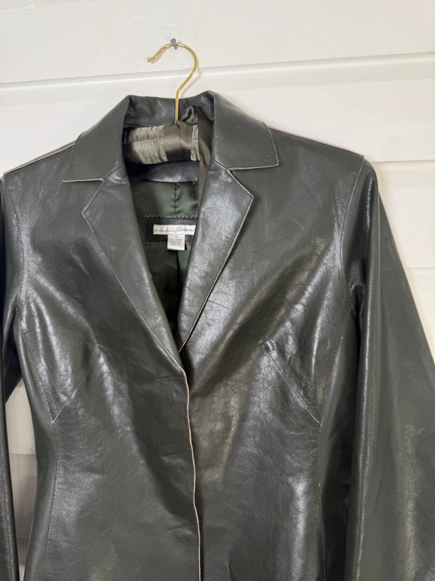 Vintage Green Leather Blazer