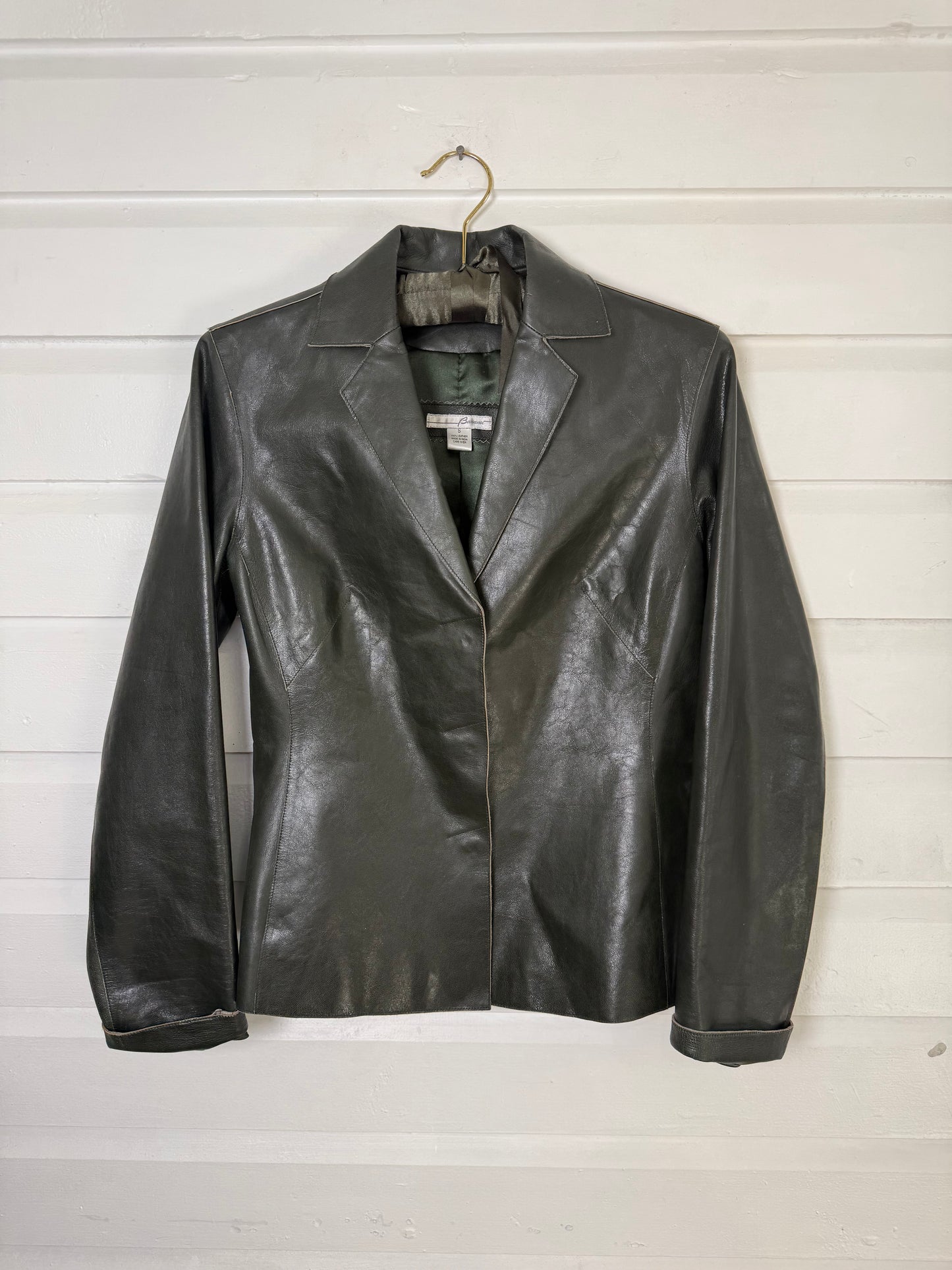 Vintage Green Leather Blazer