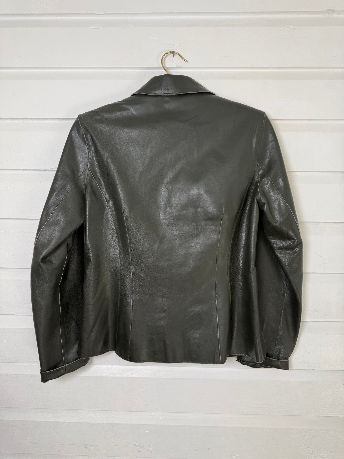Vintage Green Leather Blazer