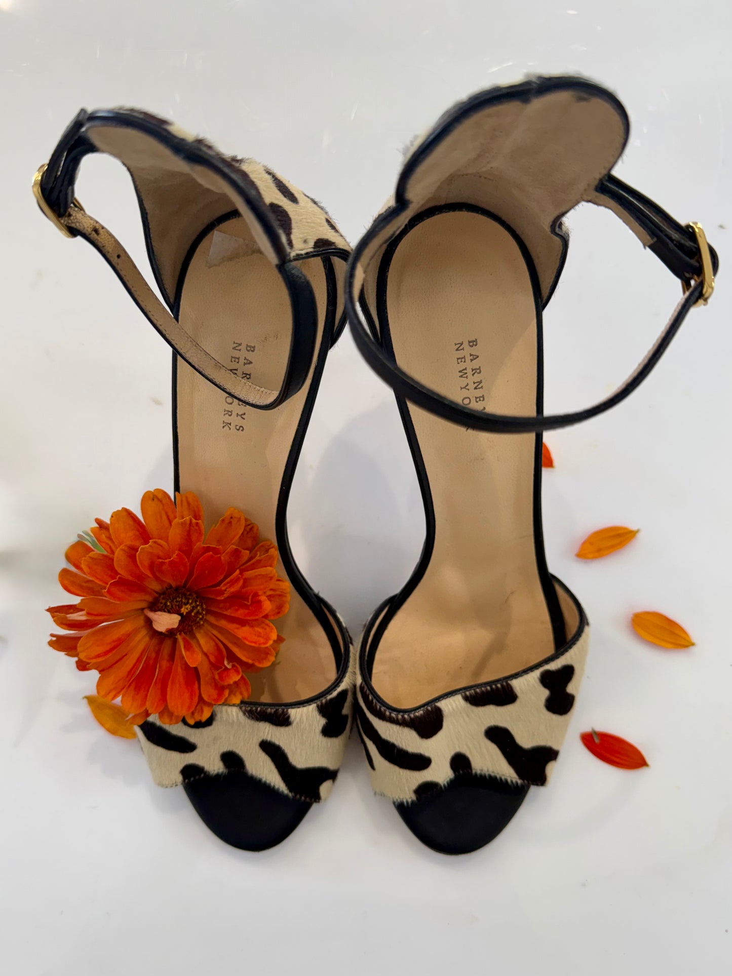 Vintage Barneys NY Pony Hair Animal Print Heels