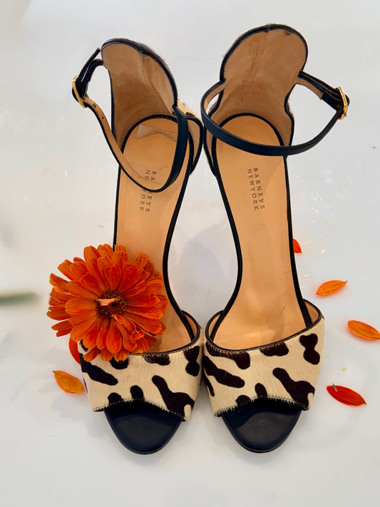 Vintage Barneys NY Pony Hair Animal Print Heels