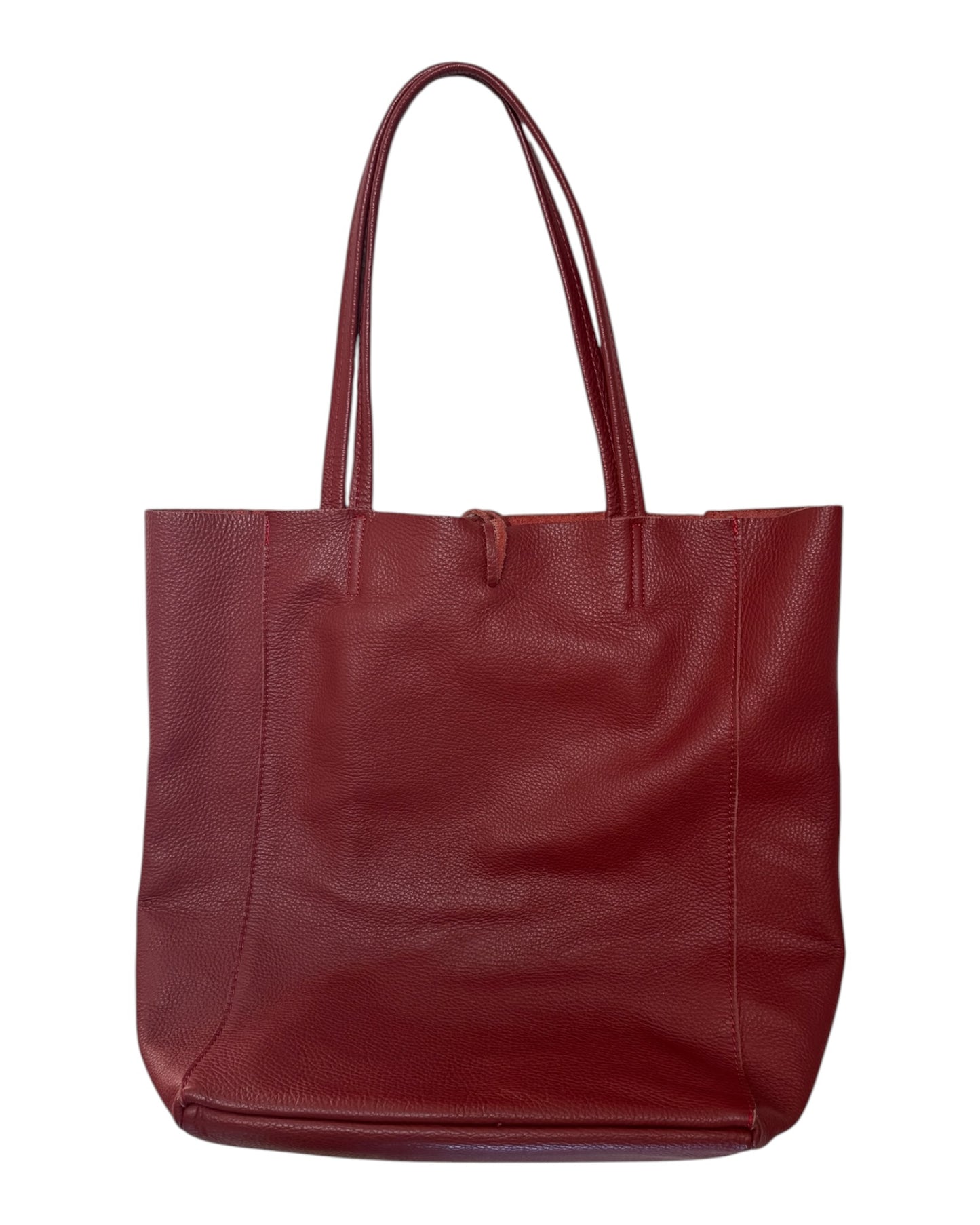 Vintage Red Italian Leather Tote Bag