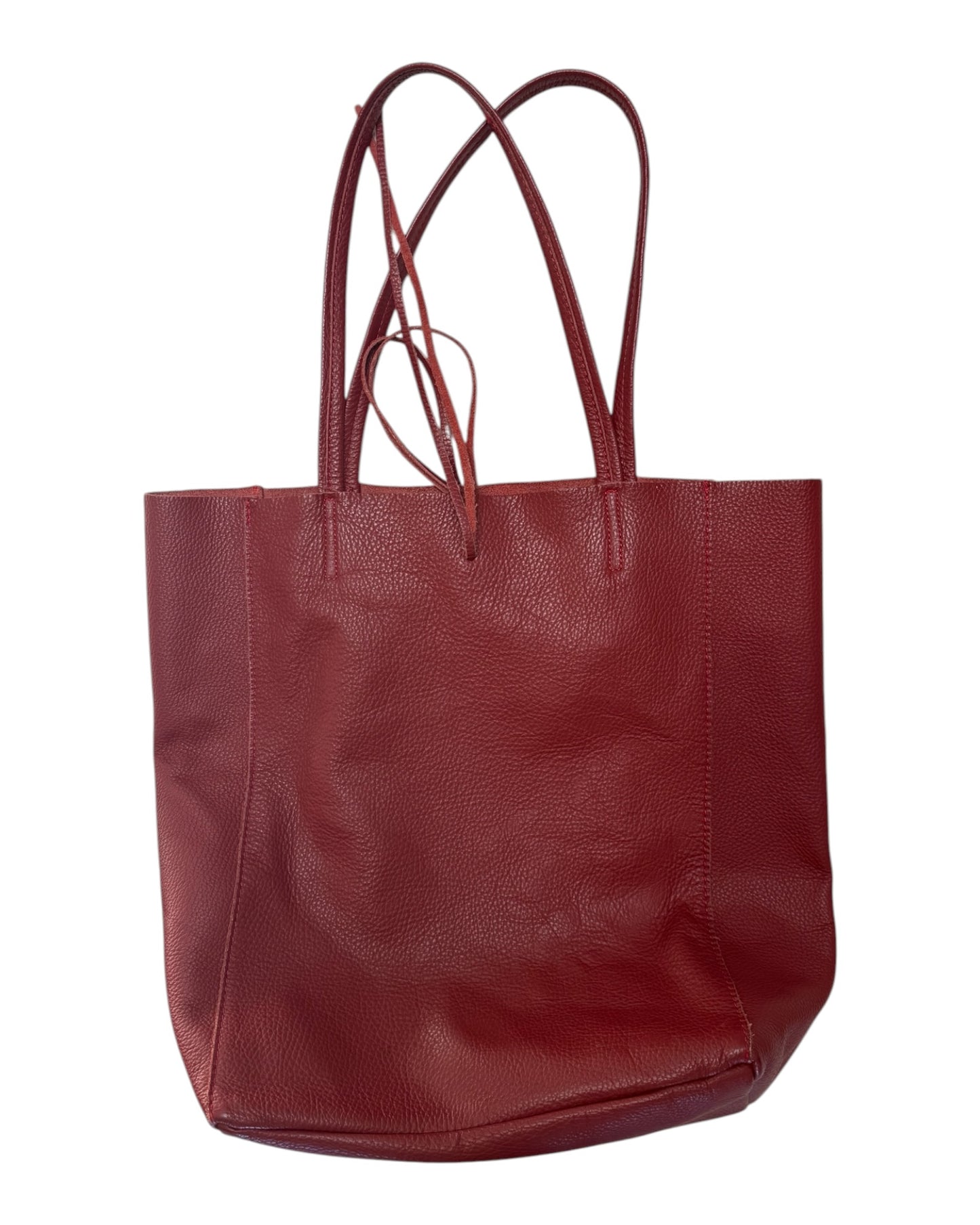 Vintage Red Italian Leather Tote Bag