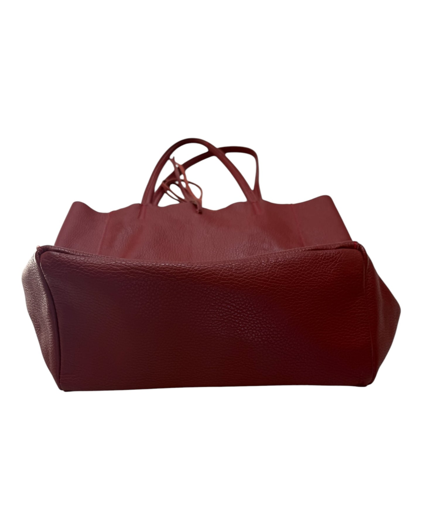 Vintage Red Italian Leather Tote Bag