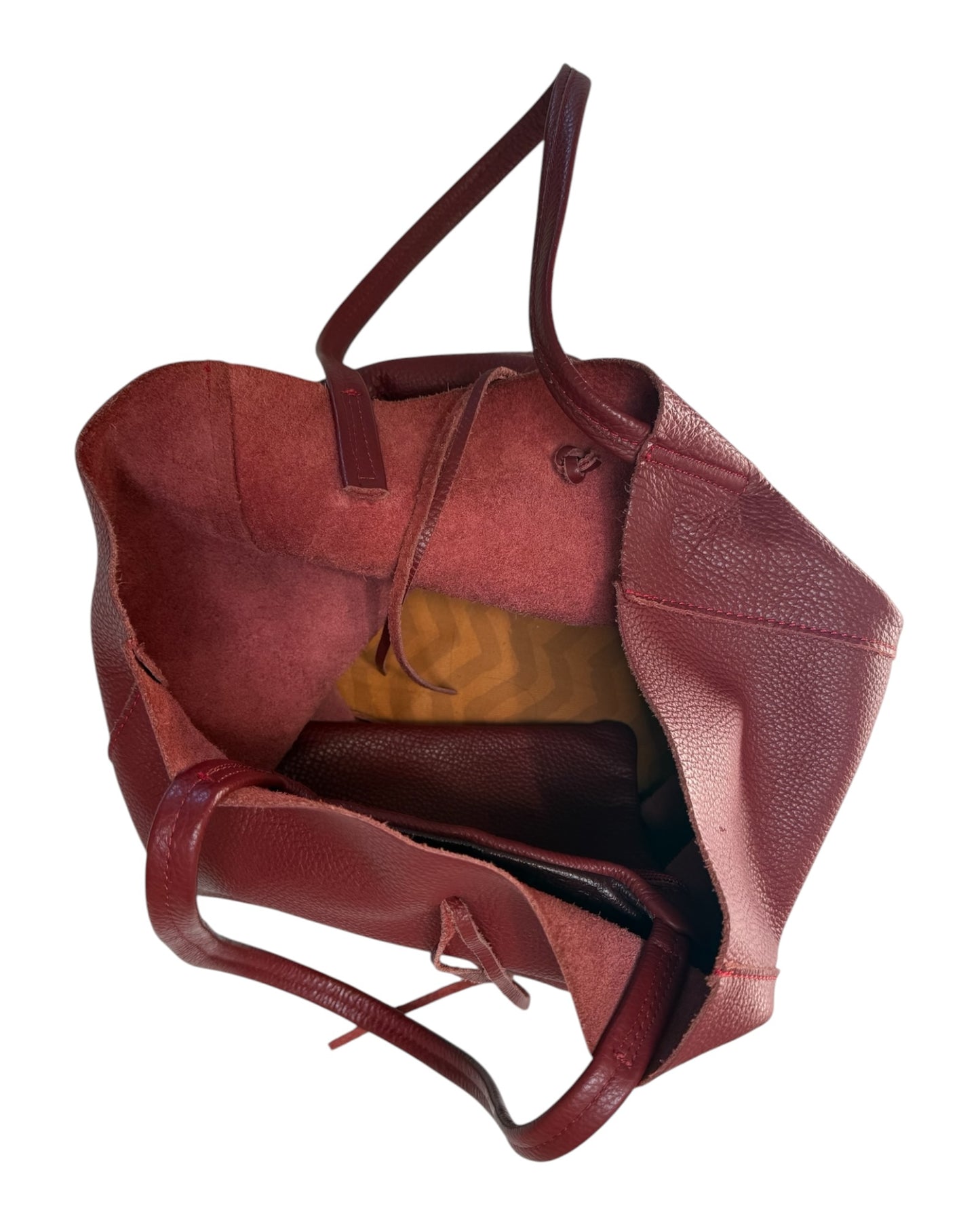 Vintage Red Italian Leather Tote Bag