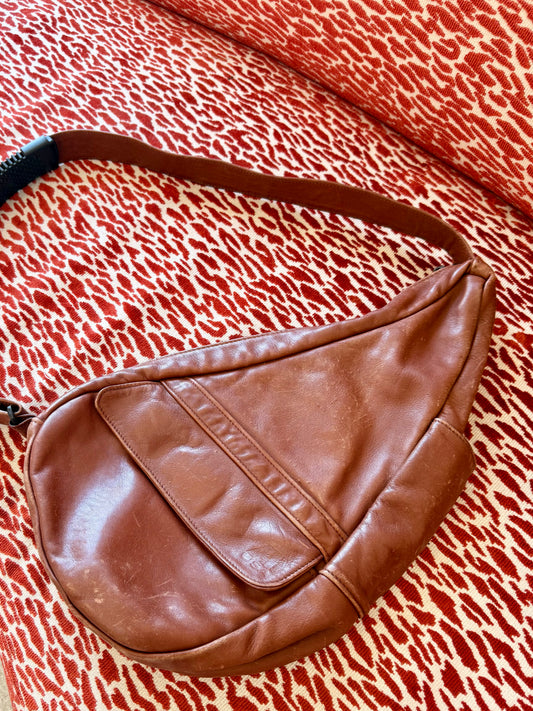 Vintage Brown Leather Sling Bag