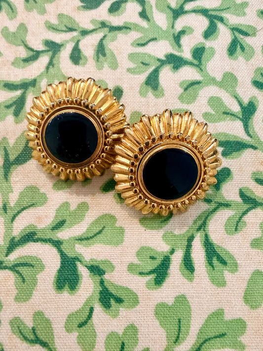 Vintage Gold-Tone Sunburst Stud Earrings