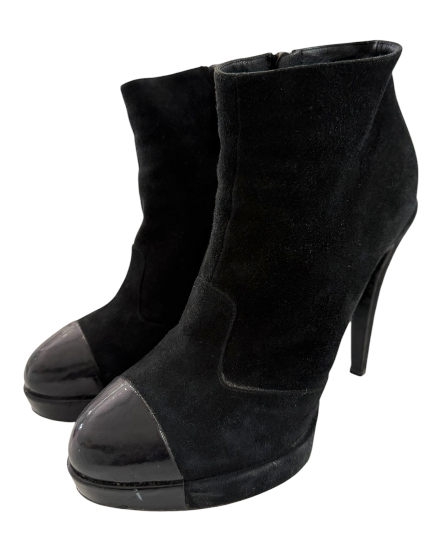 Vintage Chanel Black Suede Booties