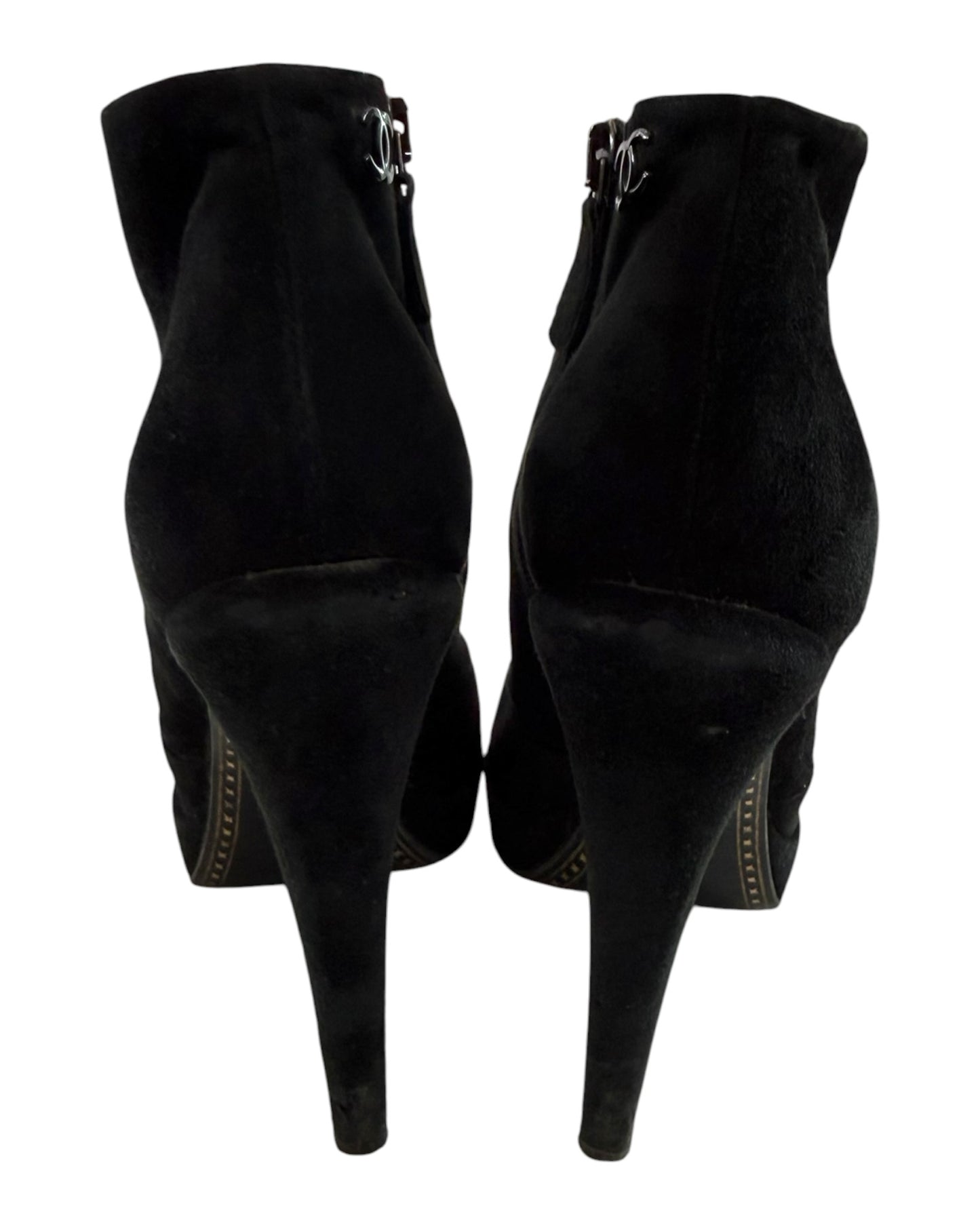 Vintage Chanel Black Suede Booties