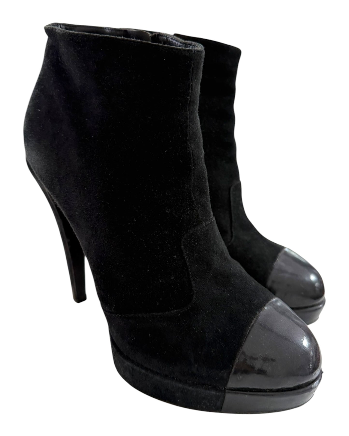 Vintage Chanel Black Suede Booties