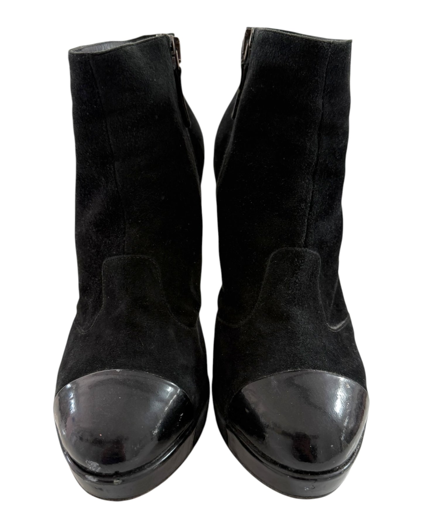 Vintage Chanel Black Suede Booties