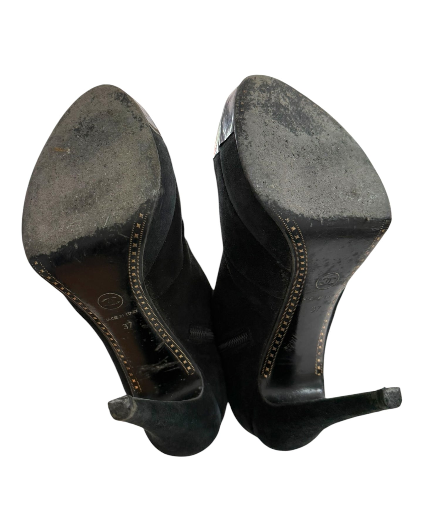Vintage Chanel Black Suede Booties
