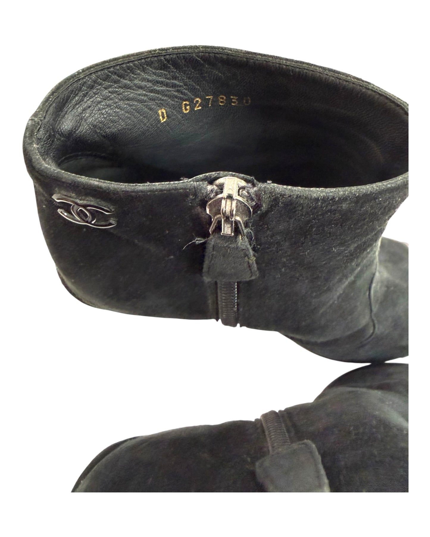 Vintage Chanel Black Suede Booties