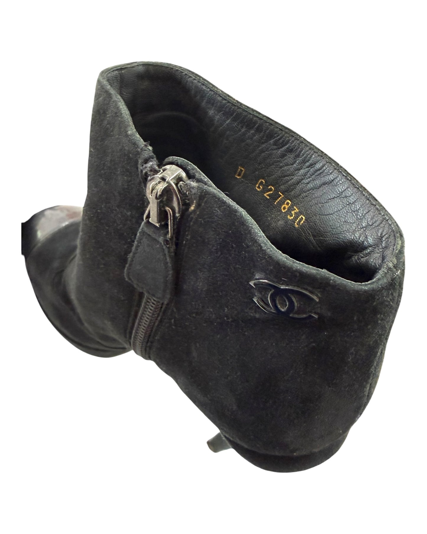Vintage Chanel Black Suede Booties