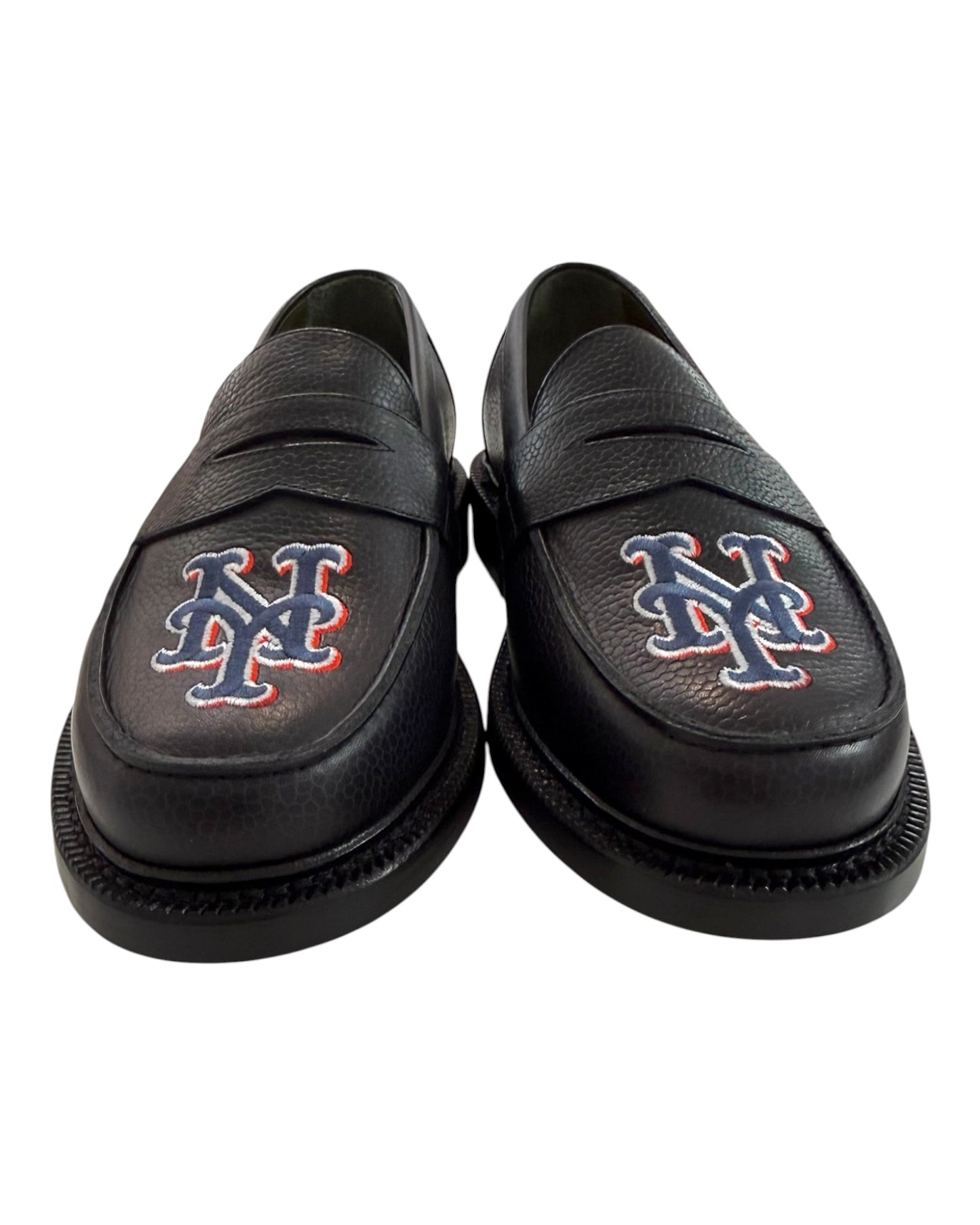 Pre-Loved Blackstock & Weber Custom NY Mets Black Loafers