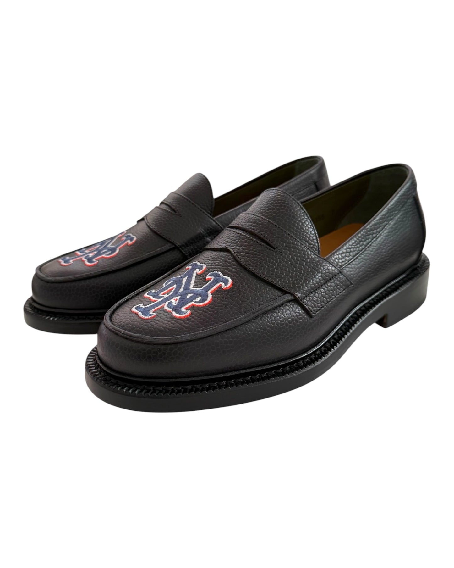 Pre-Loved Blackstock & Weber Custom NY Mets Black Loafers
