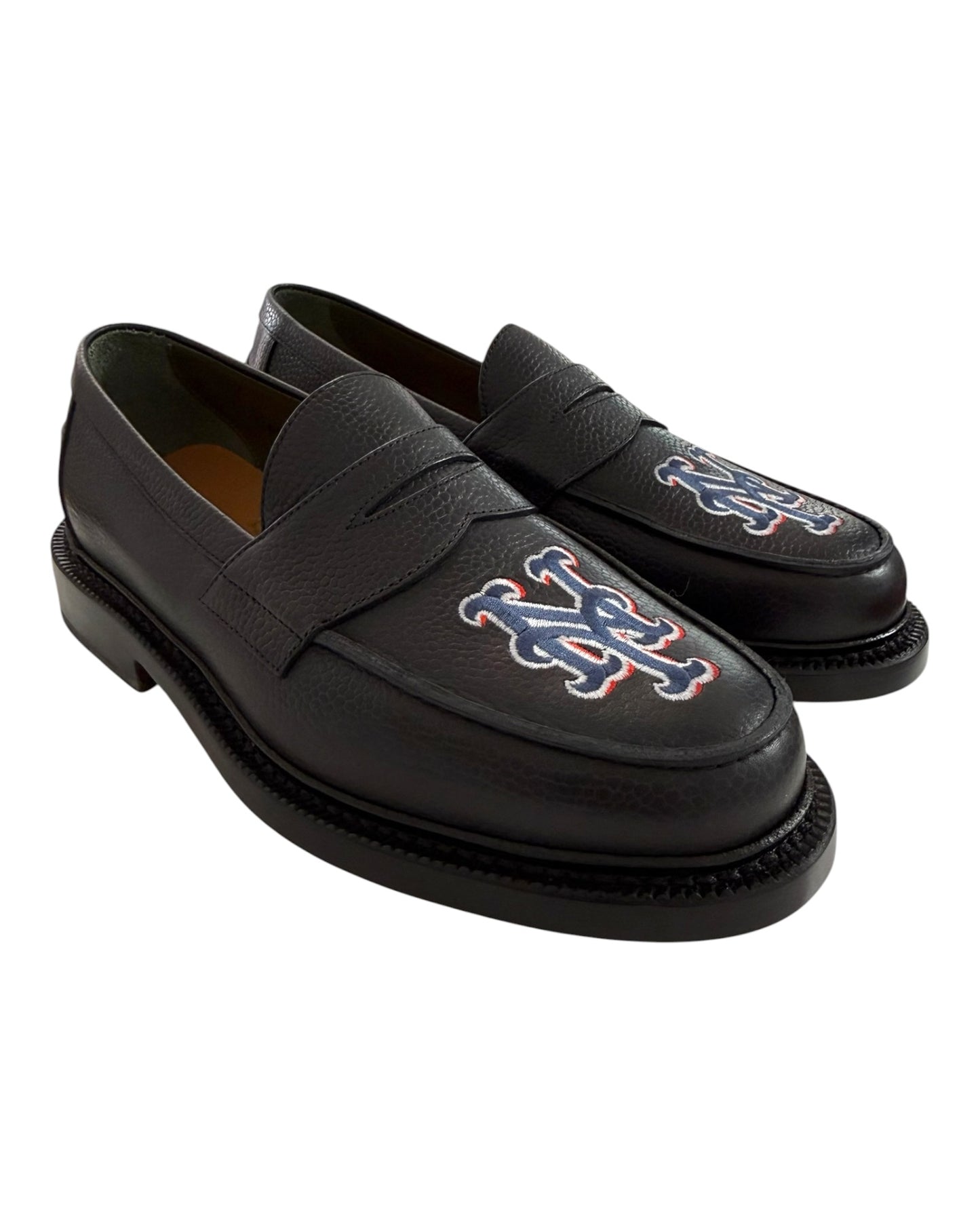 Pre-Loved Blackstock & Weber Custom NY Mets Black Loafers