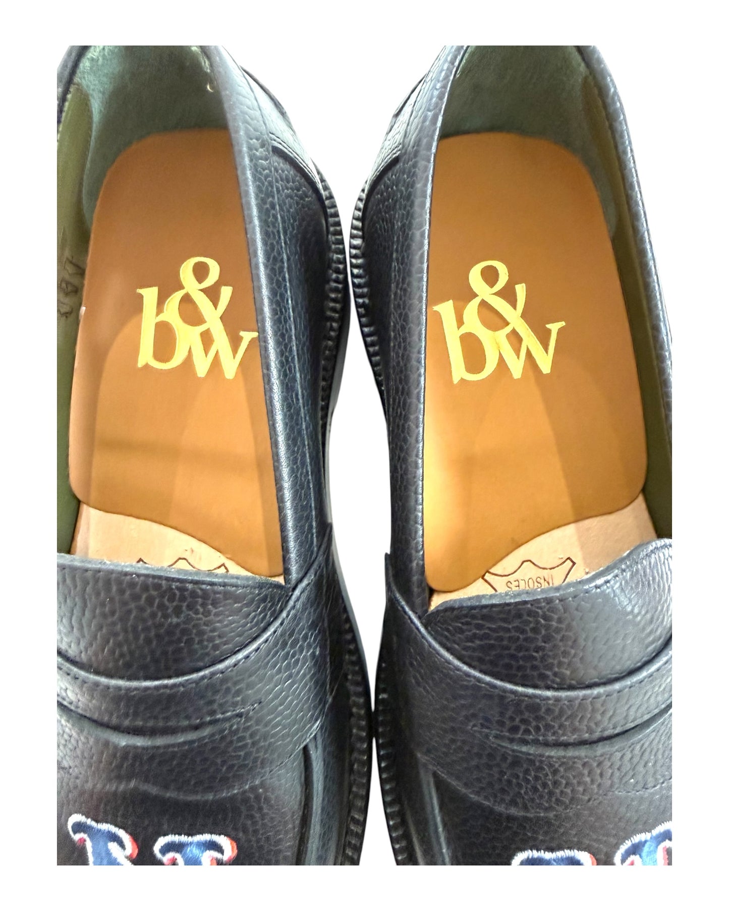 Pre-Loved Blackstock & Weber Custom NY Mets Black Loafers