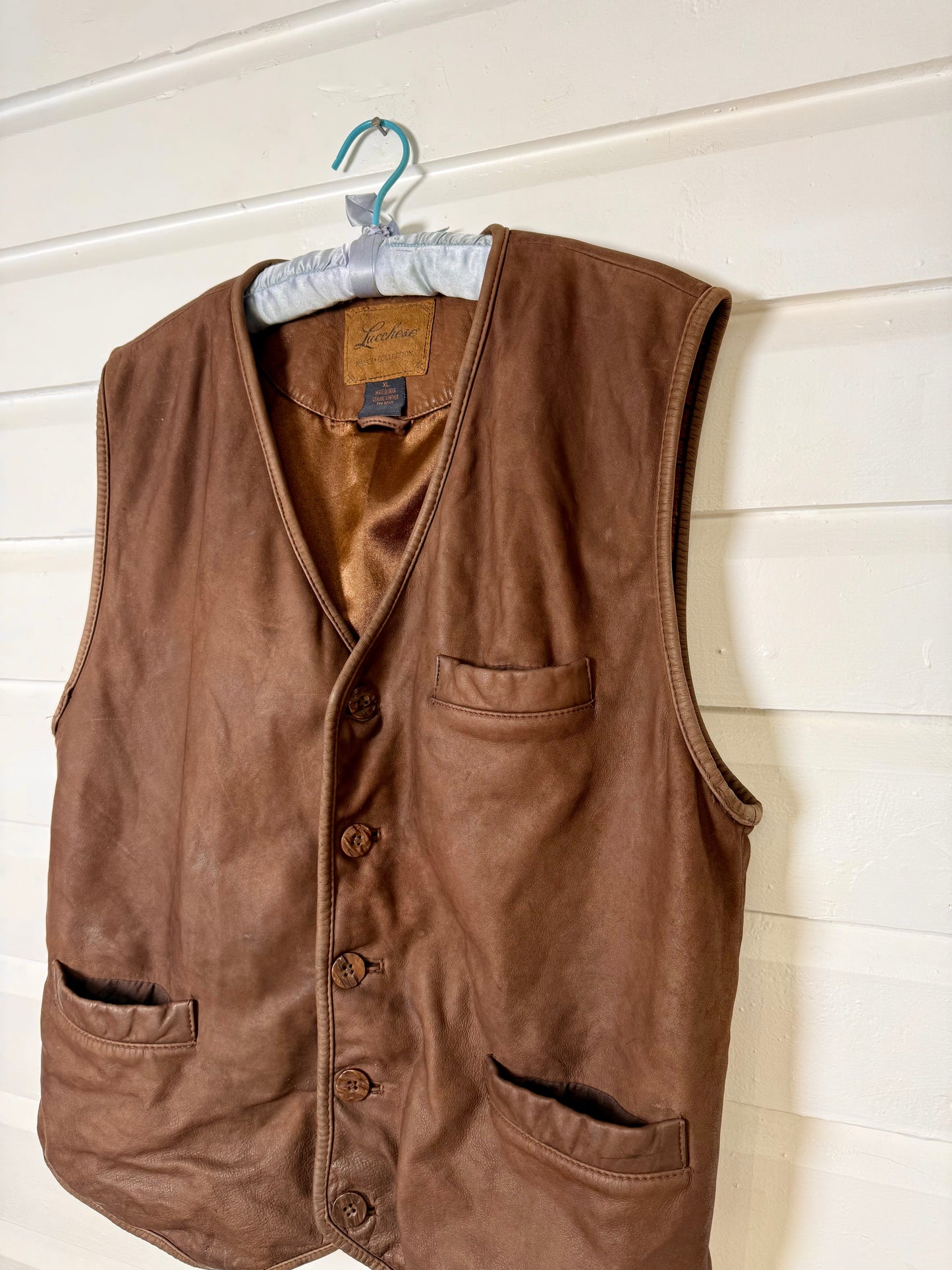 Vintage Lucchese Brown Leather Vest