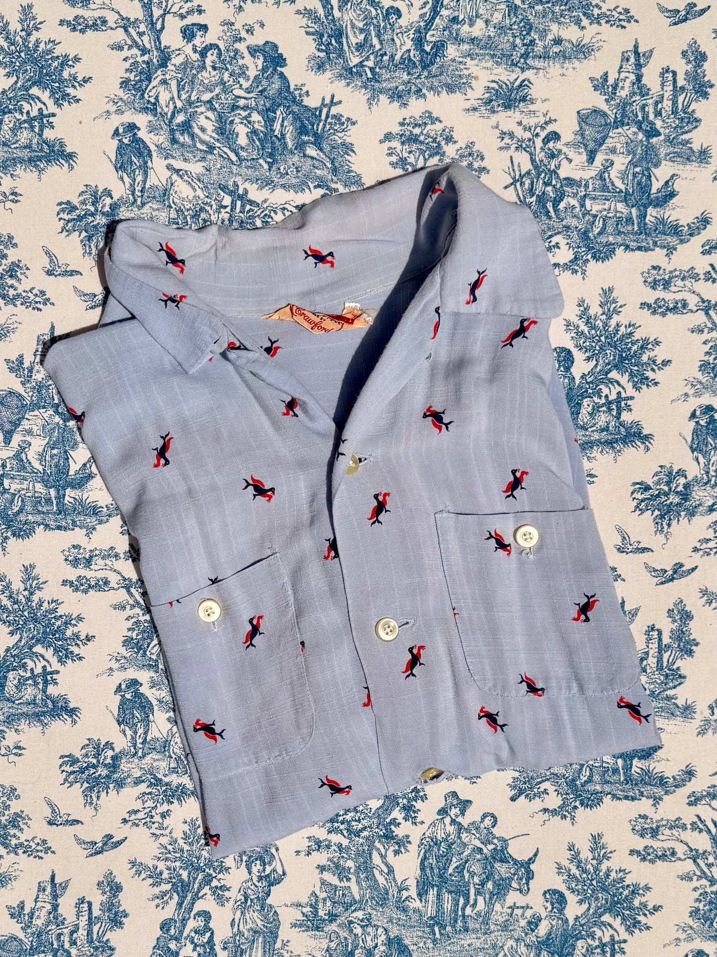 Vintage Embroidered Button-Up Top