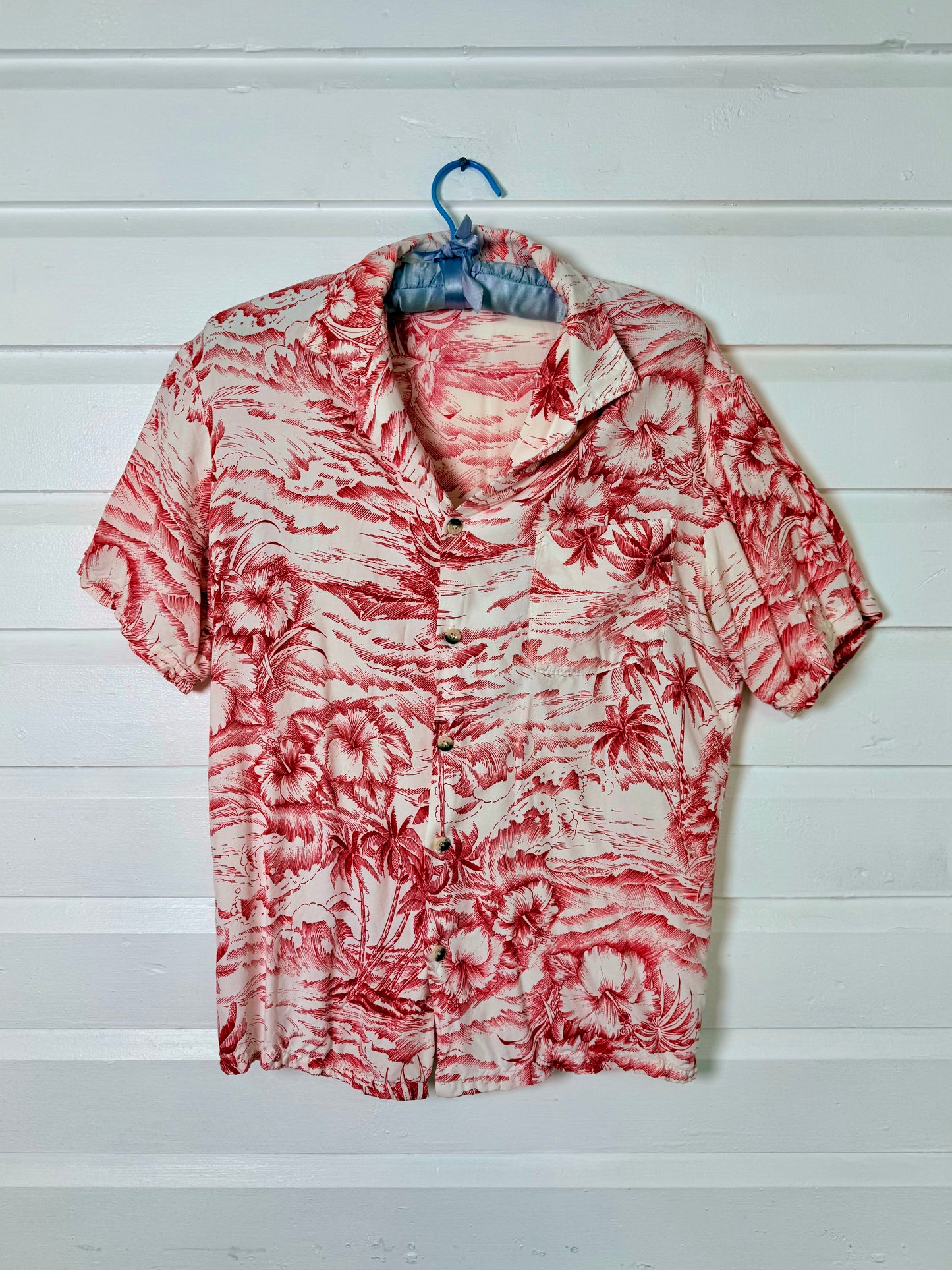 Vintage Don Giovanni Red and White Hawaiian Shirt