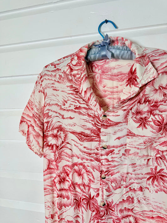 Vintage Don Giovanni Red and White Hawaiian Shirt