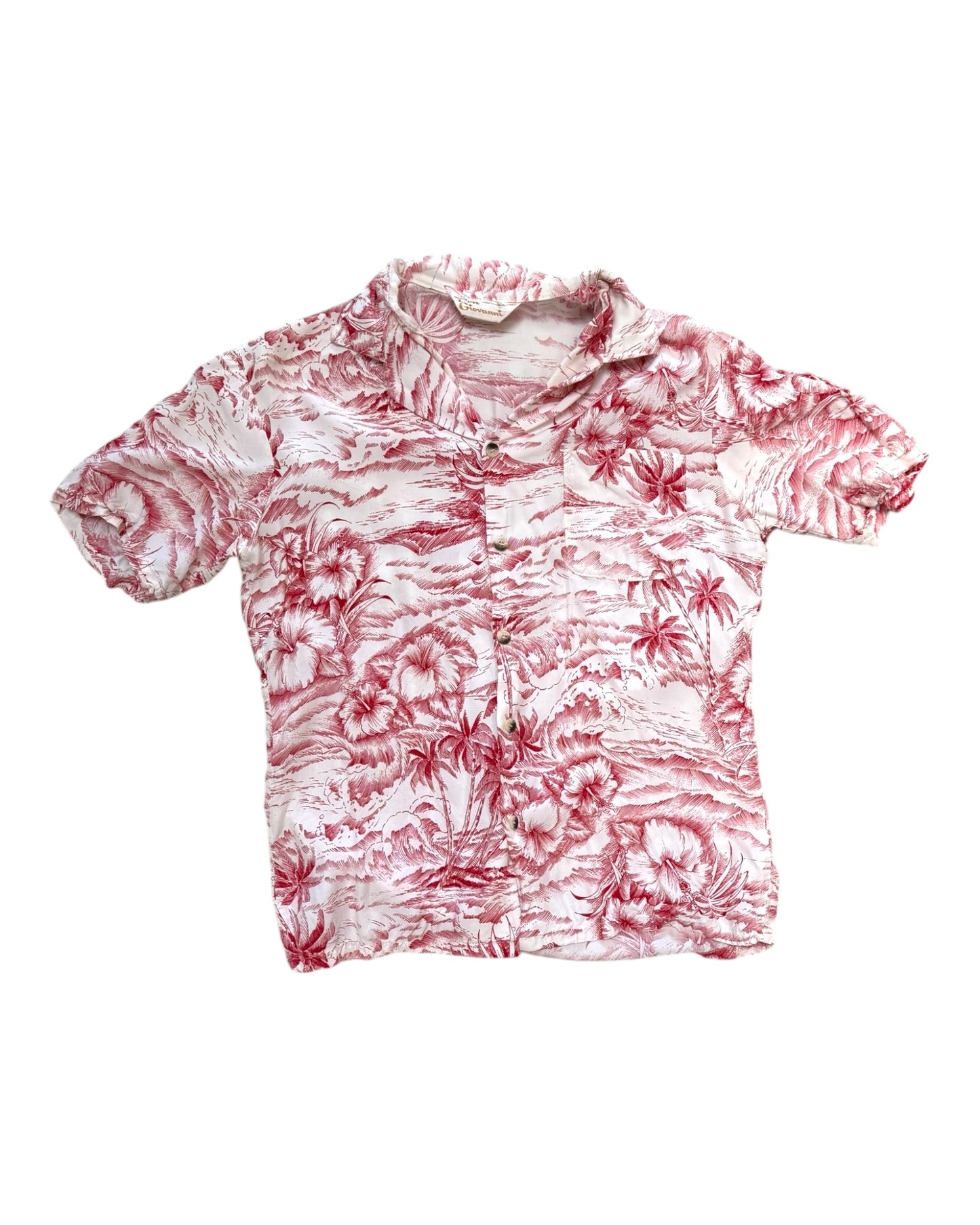 Vintage Don Giovanni Red and White Hawaiian Shirt