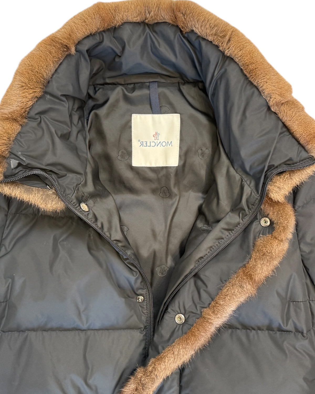 Pre-Loved Moncler Black Puffer Coat with Fur Trim