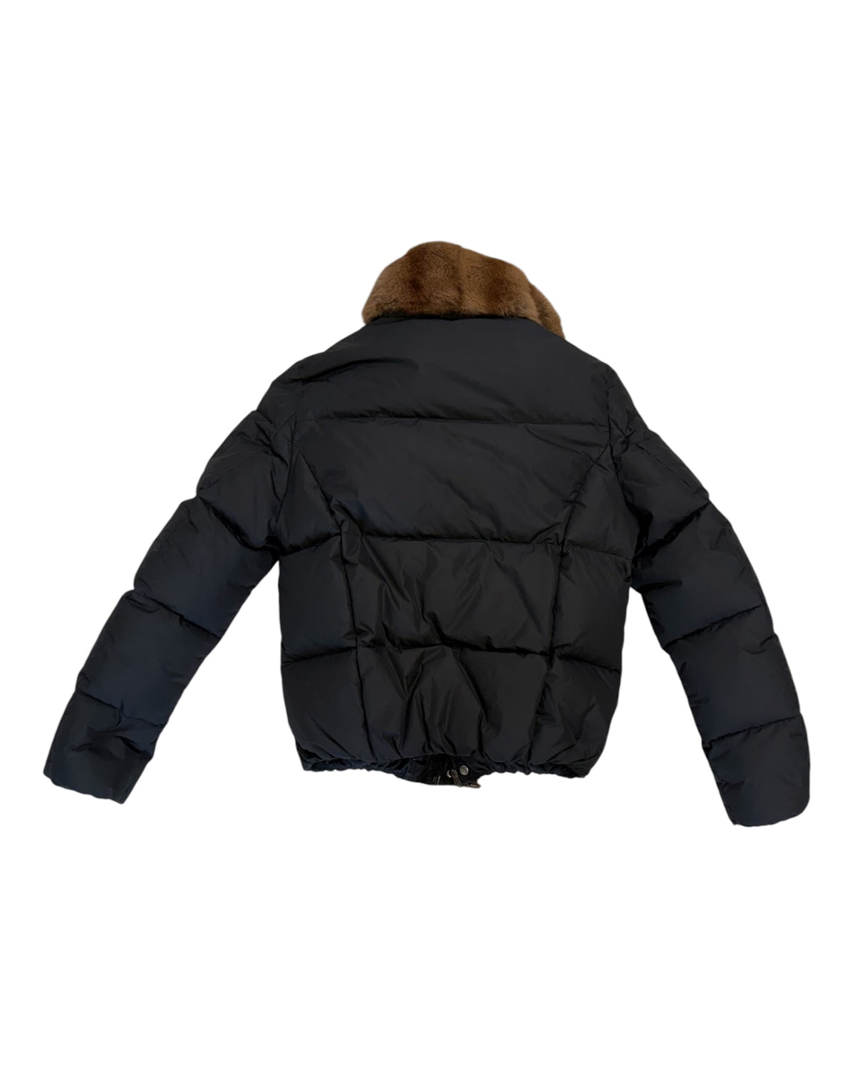 Pre-Loved Moncler Black Puffer Coat with Fur Trim