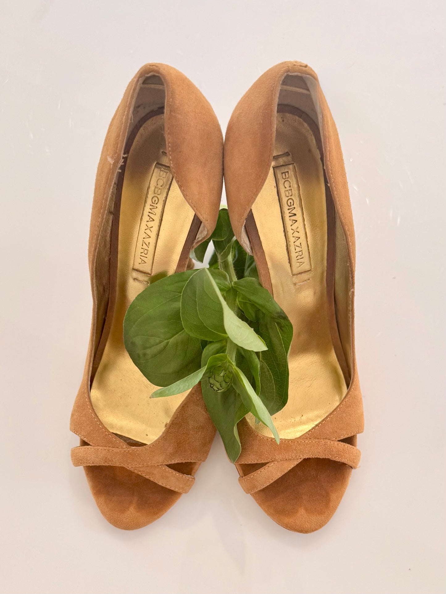 Vintage BCBG Maxazria Gold Suede Heels
