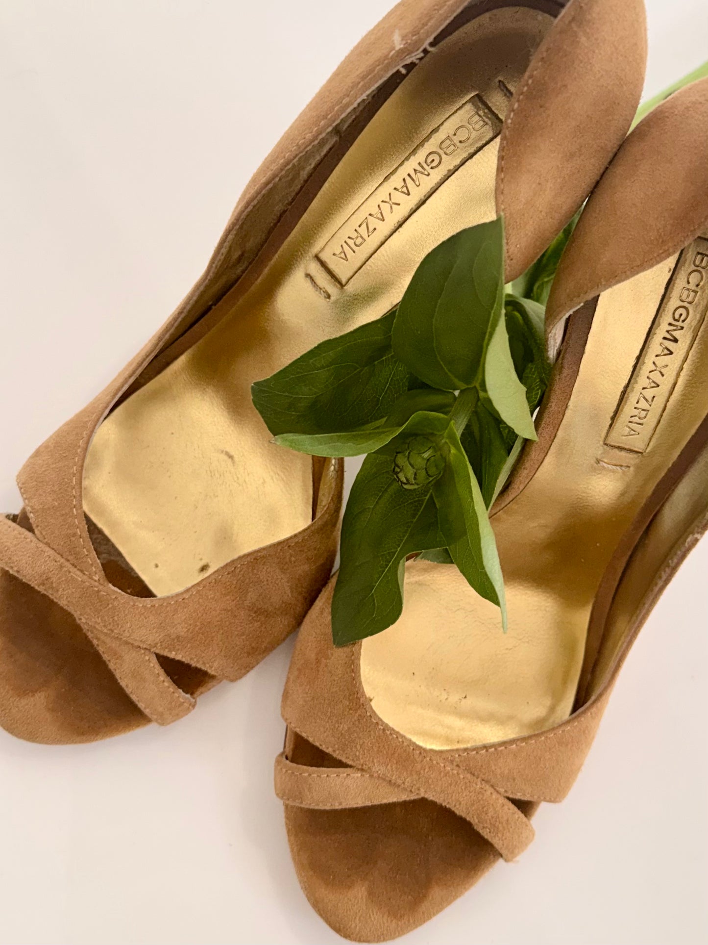 Vintage BCBG Maxazria Gold Suede Heels