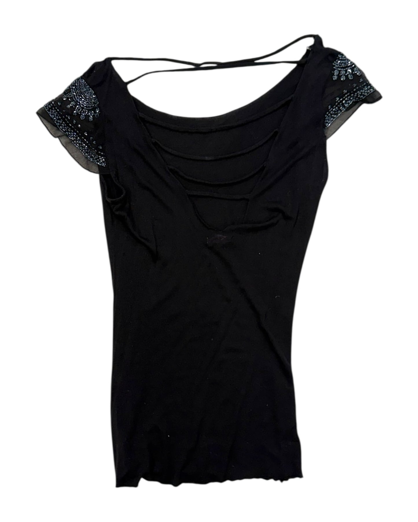 Vintage Y2K Beaded Black Tee