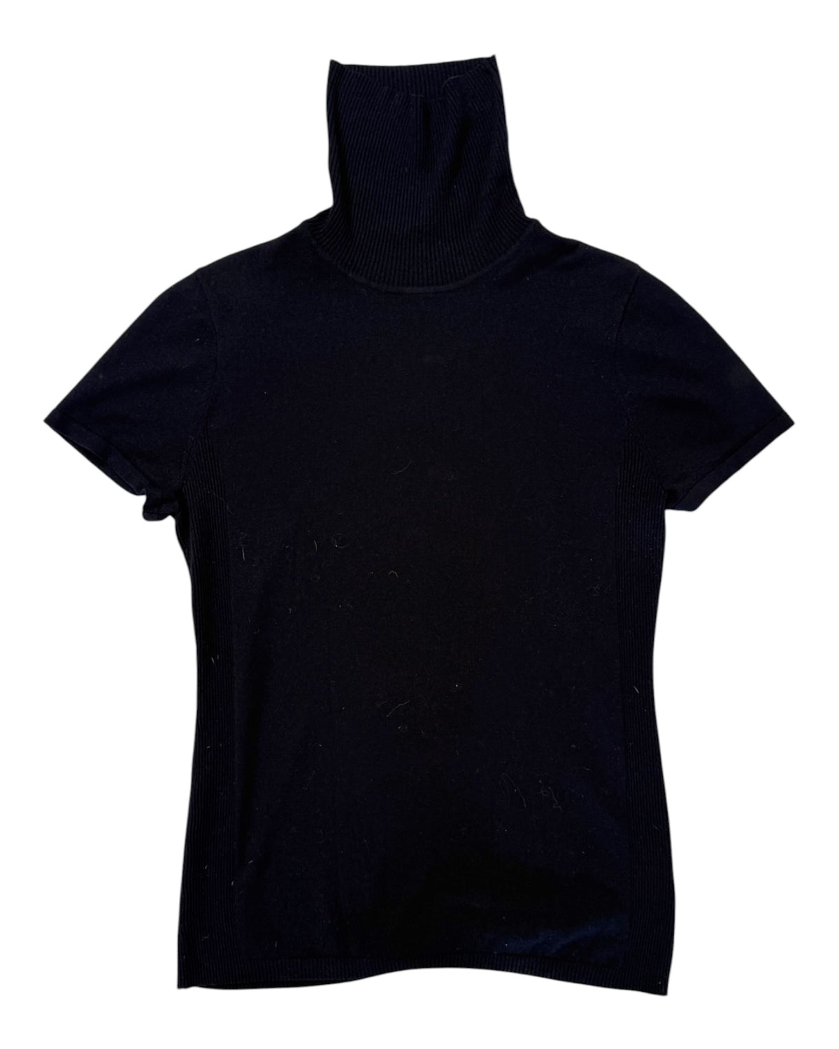 Vintage Anne Klein Navy Blue Short Sleeve Turtle Neck Top